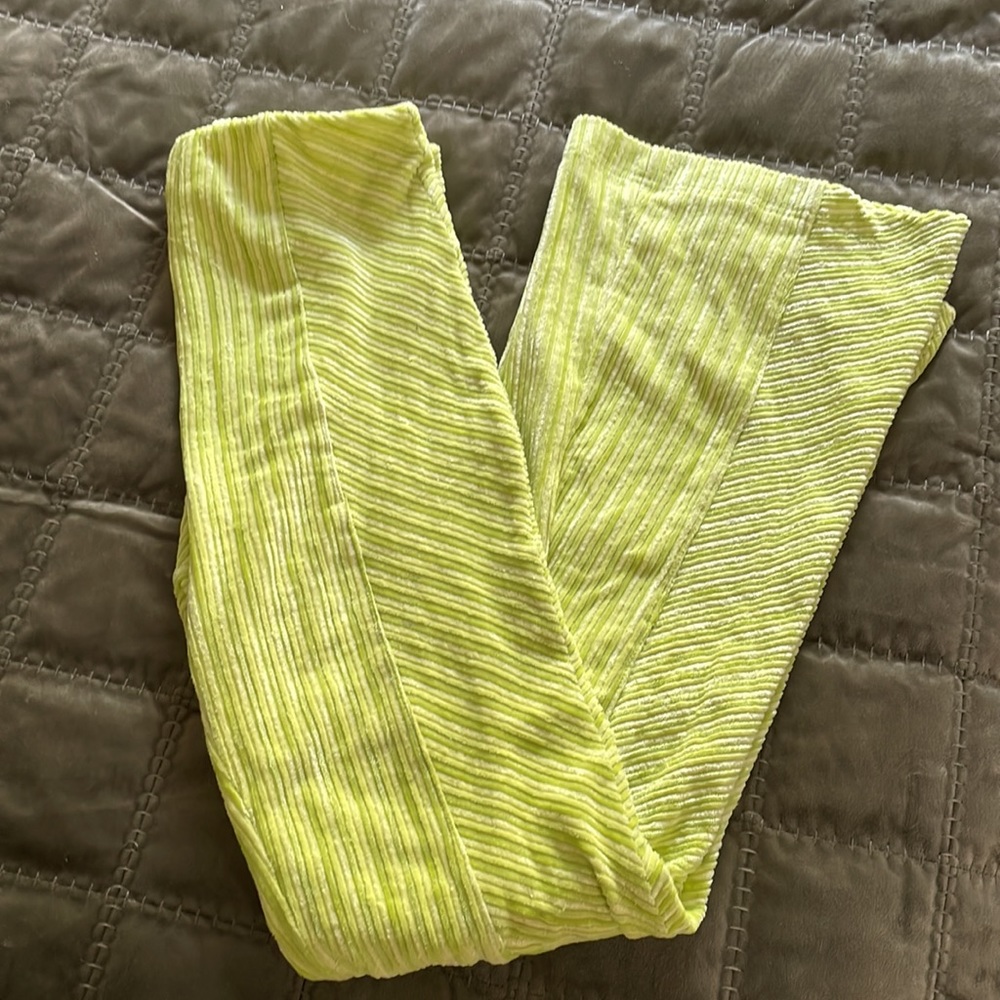 Free people high waisted velvet flare pants with ribbing detail